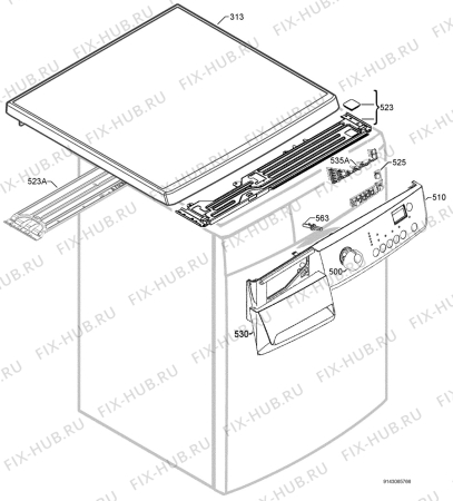 Взрыв-схема стиральной машины Zanussi ZWFS7000 - Схема узла Command panel 037